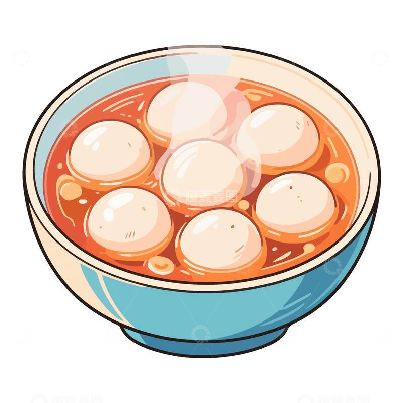 源文件下载【趣麦麦图】-卡通汤圆美食插画设计元素