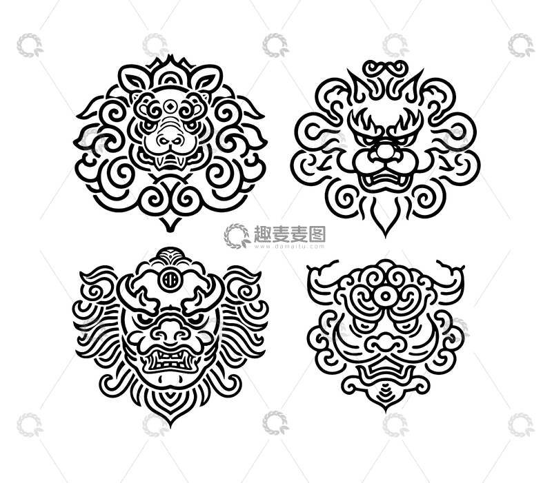 源文件下载【趣麦麦图】-传统图案艺术装饰设计元素