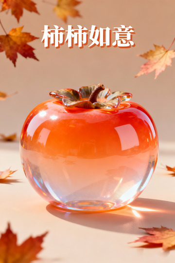 3d通透橙色柿子