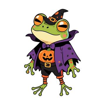 卡通万圣节青蛙设计素材