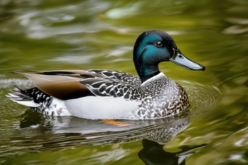 游水的一只绿头鸭子