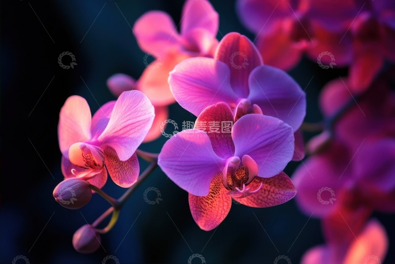 高清大图下载【趣麦麦图】红色的蝴蝶兰花枝