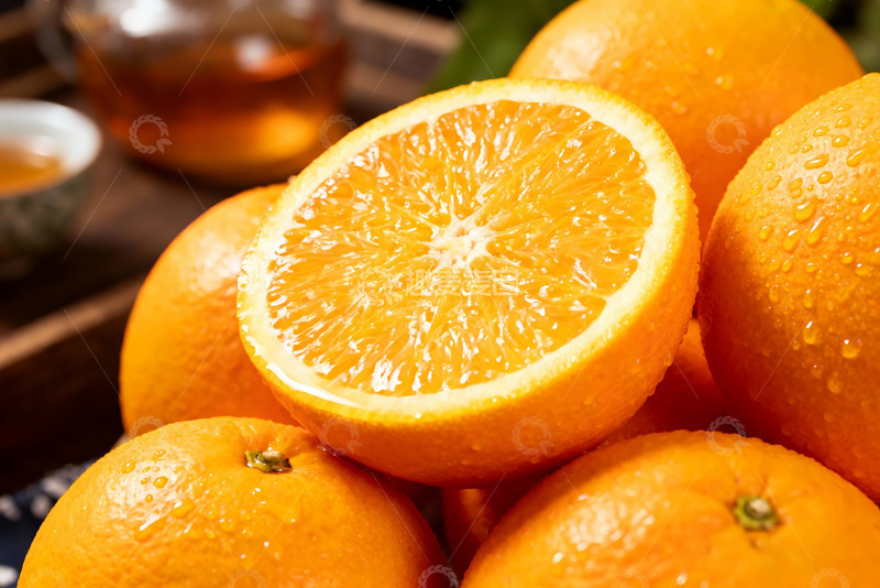 高清大图下载【趣麦麦图】鲜橙切片带水珠诱人水果素材3