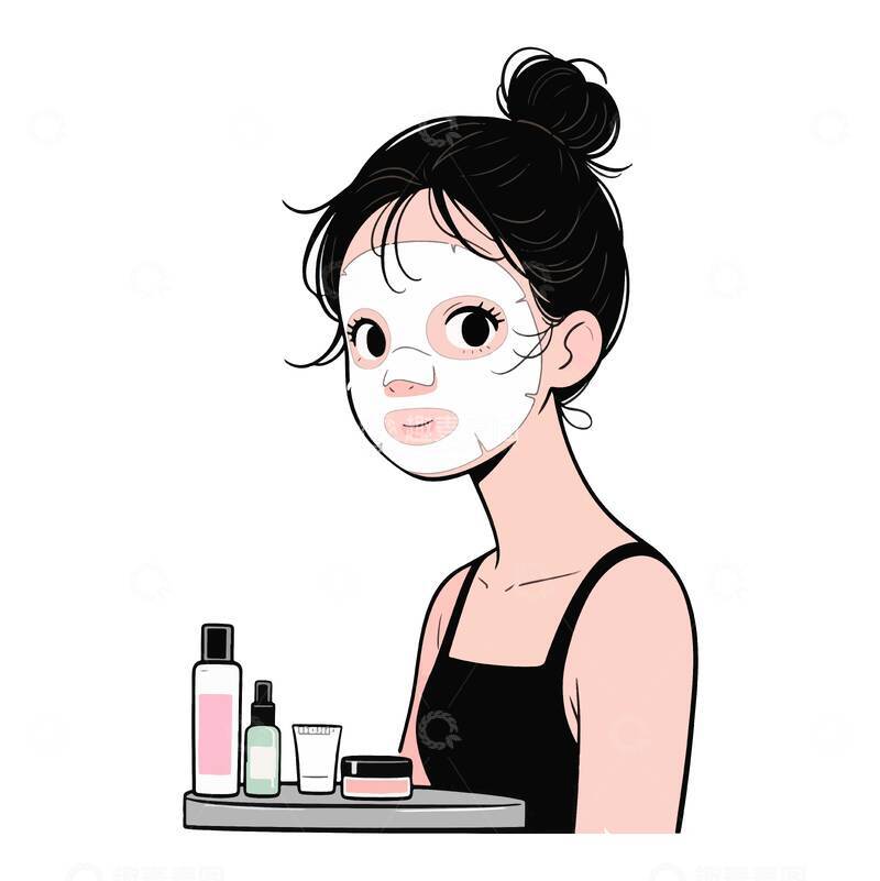 源文件下载【趣麦麦图】卡通女孩护肤插画