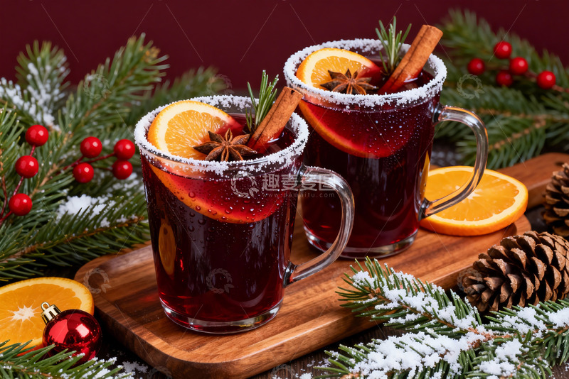 高清大图下载【趣麦麦图】热红酒松果八角金色质感足0