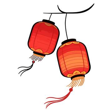 红色灯笼新年装饰插画素材