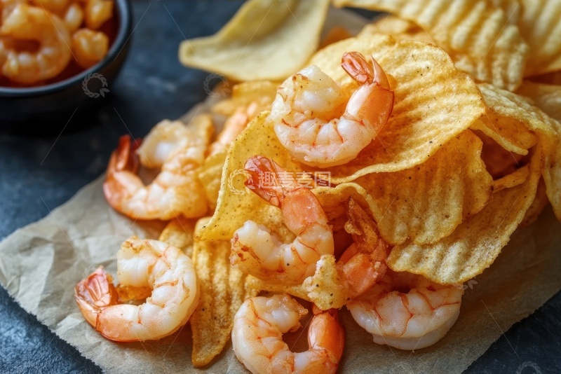 高清大图下载【趣麦麦图】薯片虾仁美食摄影