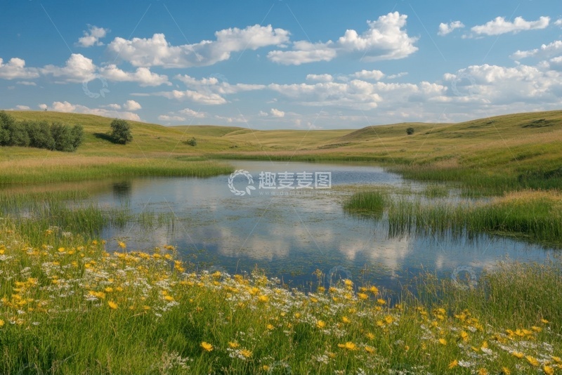 高清大图下载【趣麦麦图】-草原湿地河流美景