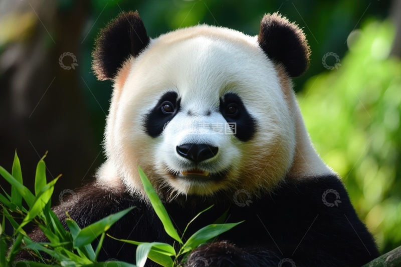 高清大图下载【趣麦麦图】吃竹子的大熊猫特写