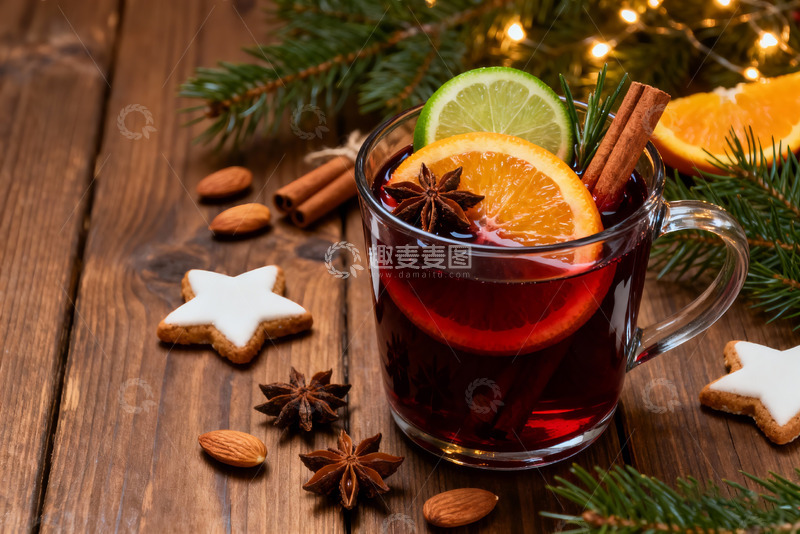 高清大图下载【趣麦麦图】热红酒松果八角金色质感足