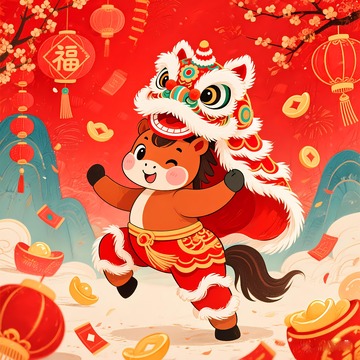 2026年马年舞狮的小马