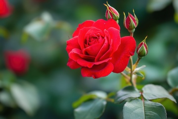 一朵红色的月季花花卉