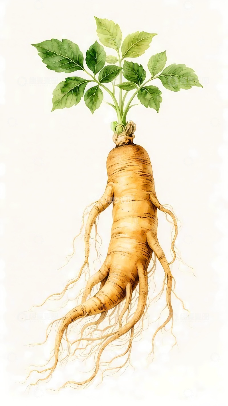 高清大图下载【趣麦麦图】中药药材人参