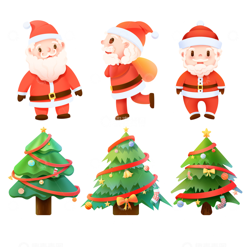 源文件下载【趣麦麦图】-圣诞节圣诞老人圣诞树元素