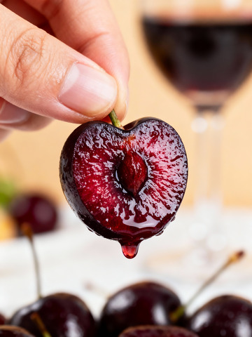 车厘子樱桃果肉红润果核清晰1