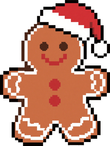 像素风圣诞姜饼人美食甜点卡通元素