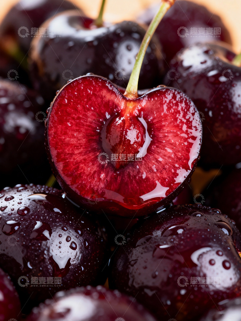 高清大图下载【趣麦麦图】车厘子樱桃果肉红润果核清晰0