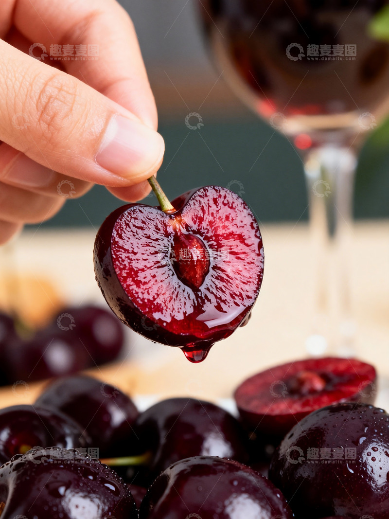 高清大图下载【趣麦麦图】樱桃特写果肉红润果核清晰10