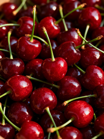 鲜樱桃水珠木质桌衬其红润