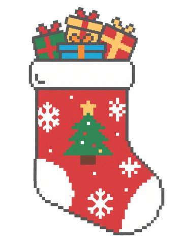 像素风圣诞礼物袜子圣诞树雪花
