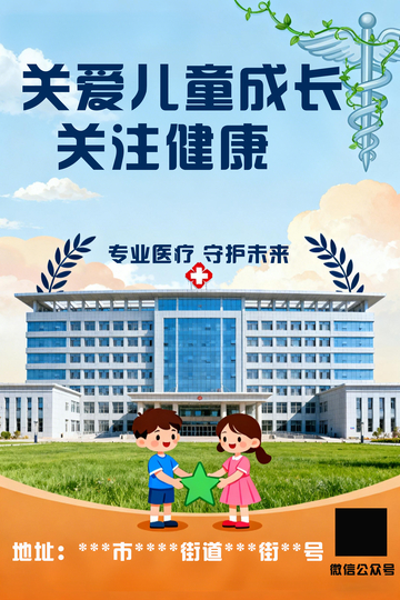 卡通风儿童医院宣传海报设计素材