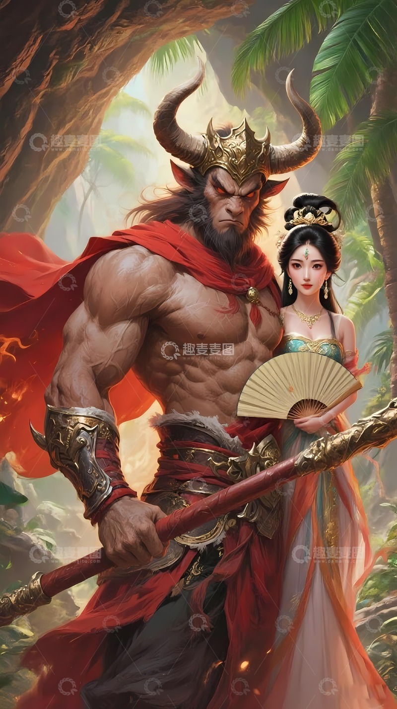 高清大图下载【趣麦麦图】西游记牛魔王与铁扇公主