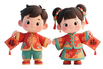 两个3d春节主题年画娃娃3