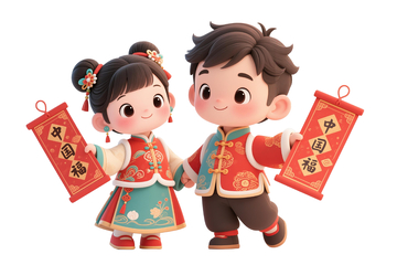 两个3d春节主题年画娃娃2