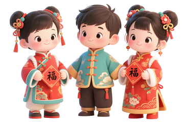 三个3d春节主题年画娃娃4