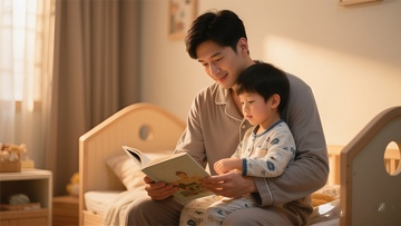 亲子共读温馨家居生活场景