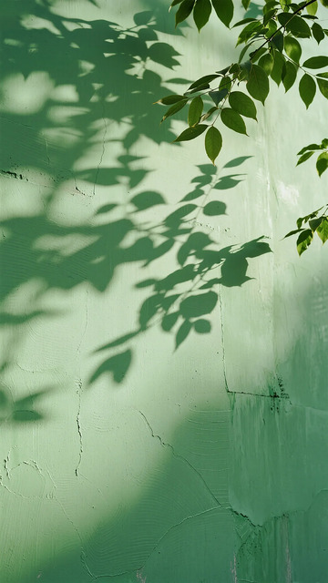 光影绿墙叶子摄影