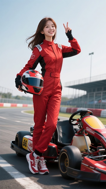 赛车服美女卡丁车照