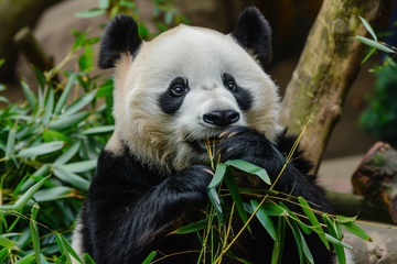 吃竹子的一头大熊猫