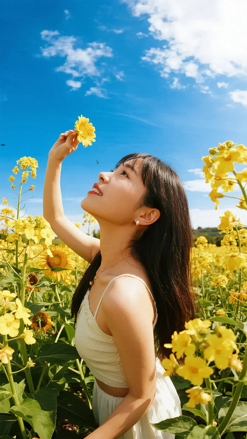 田园风女性赏花写真
