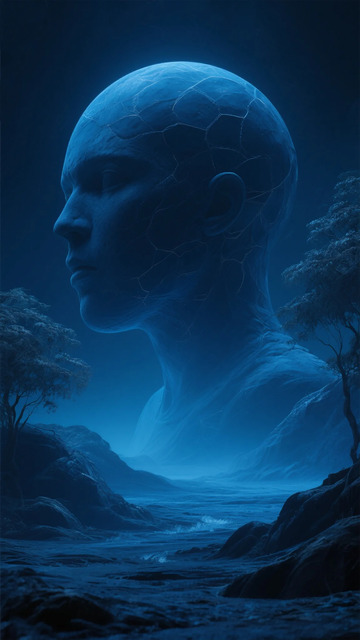 未来科技人脸荒野梦幻场景