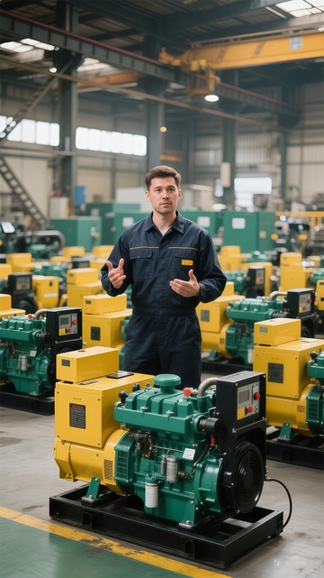 工厂男性工程师讲解发电设备
