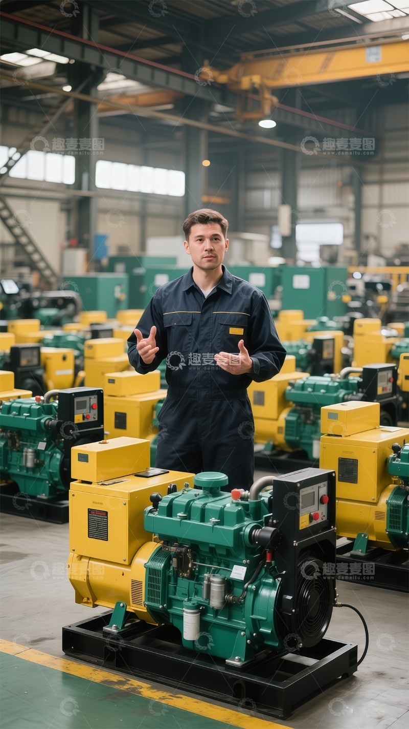高清大图下载【趣麦麦图】工厂男性工程师讲解发电设备
