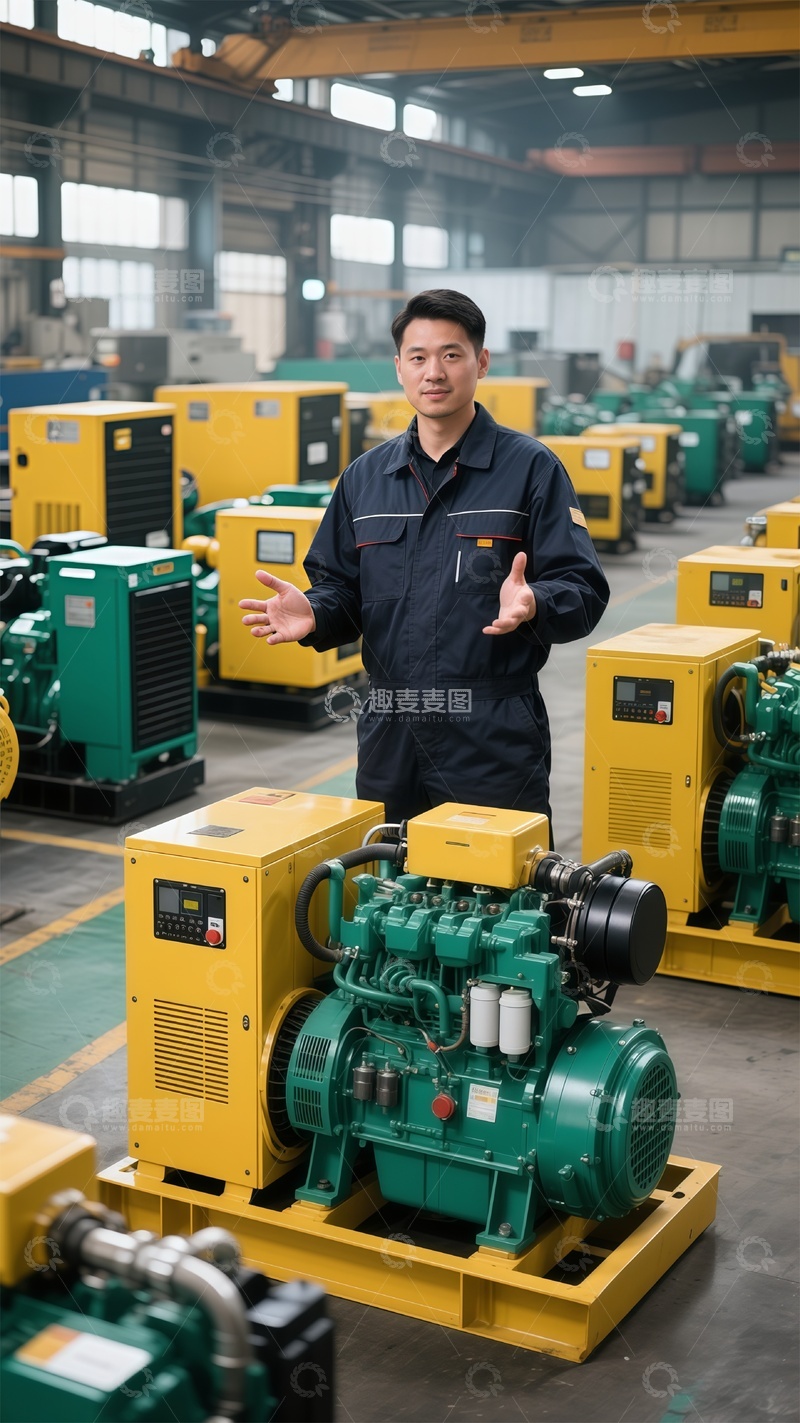 高清大图下载【趣麦麦图】工厂工人介绍发电设备