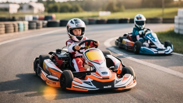 卡丁车赛道儿童竞速运动场景摄影