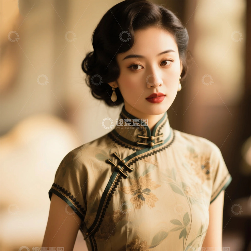 高清大图下载【趣麦麦图】古典旗袍美人写真摄影图片