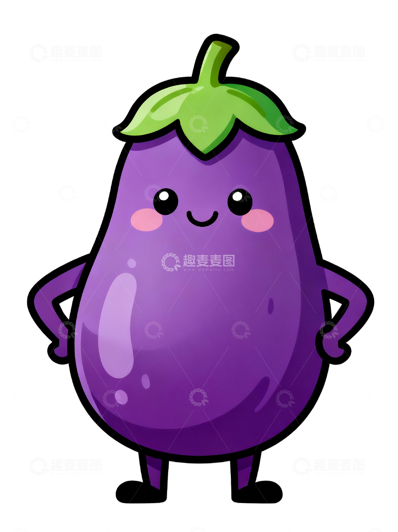 源文件下载【趣麦麦图】拟人化可爱茄子1