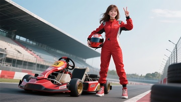 赛车手与赛车合影