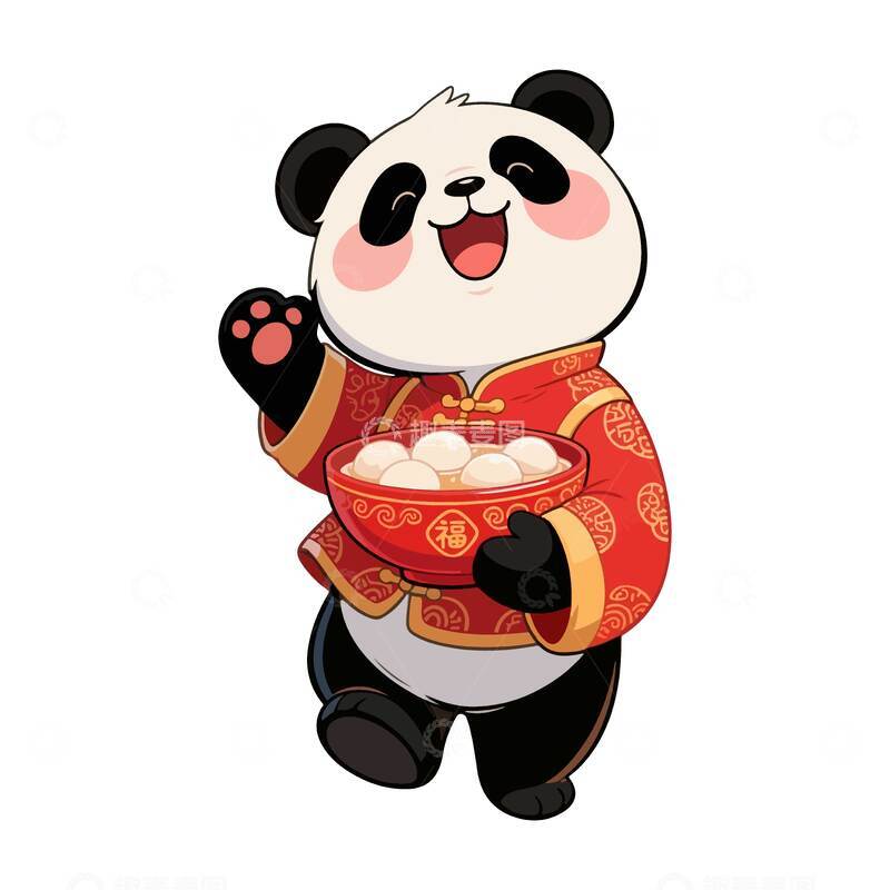 源文件下载【趣麦麦图】冬至卡通熊猫新年贺岁汤圆图