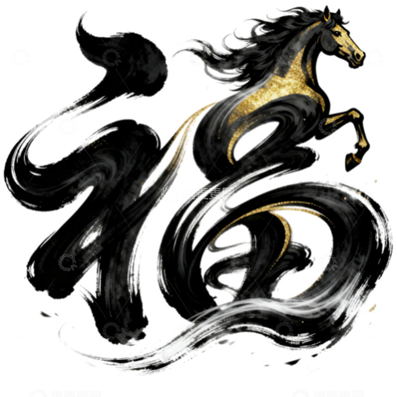 高清大图下载【趣麦麦图】马年创意福字