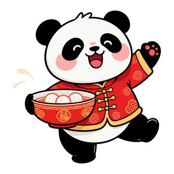 卡通熊猫新年祝福图片