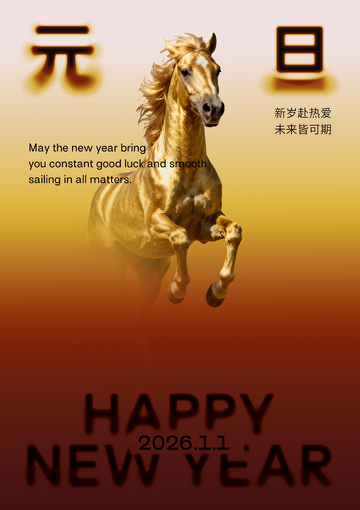 新年马跃祝福贺卡设计