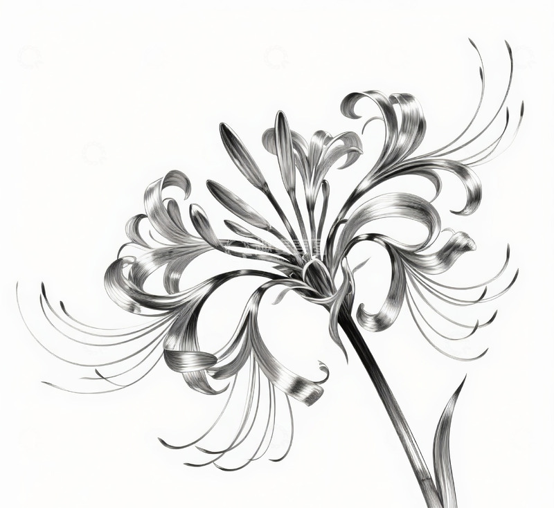 高清大图下载【趣麦麦图】石蒜花优美线条金属光泽插画1