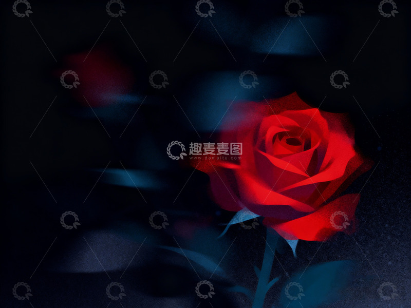 高清大图下载【趣麦麦图】玫瑰花极简插画4