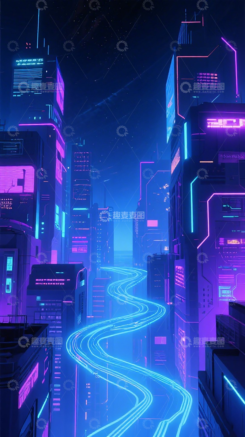 高清大图下载【趣麦麦图】赛博朋克城市夜景壁纸
