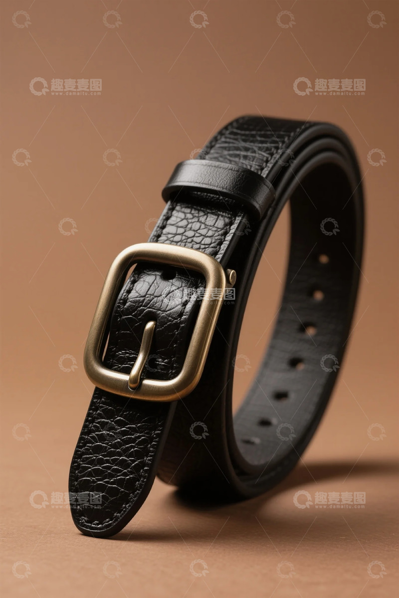 高清大图下载【趣麦麦图】黑色皮质皮带展示图